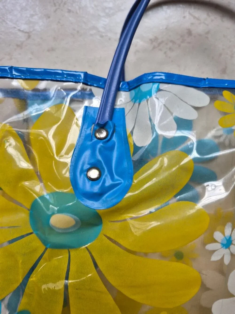 Vintage 1970s Plastic Flowered Tote Bag